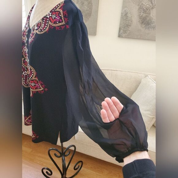 JM Collection Printed Slit-Sleeve Blouse sz 2x - Picture 4 of 11